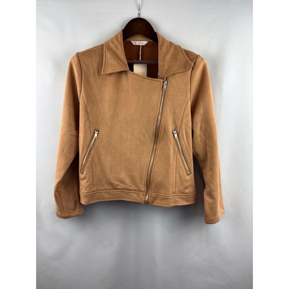 Women’s Kirundo Medium Brown Suede Zip Motorcycle Styled Jacket